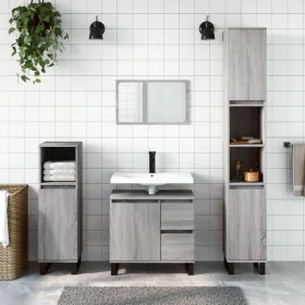 Set de muebles de baño 3 pzas madera contrachapada gris sonoma de vidaXL, Muebles de baño - Ref: Foro24-3190235, Precio: 202,...