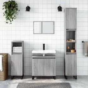 3-teiliges Badezimmermöbelset aus grauem Sonoma-Sperrholz von vidaXL, Badezimmermöbel - Ref: Foro24-3190289, Preis: 165,48 €,...