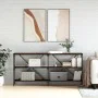 Console table made of iron and engineered oak wood, brown color, measuring 160x30x75 cm. by vidaXL, Side tables - Ref: Foro24...