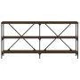 Console table made of iron and engineered oak wood, brown color, measuring 160x30x75 cm. by vidaXL, Side tables - Ref: Foro24...