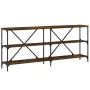 Console table iron wood engineered smoked oak 180x30x75cm by vidaXL, Side tables - Ref: Foro24-832855, Price: 80,86 €, Discou...