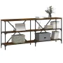 Console table iron wood engineered smoked oak 180x30x75cm by vidaXL, Side tables - Ref: Foro24-832855, Price: 80,86 €, Discou...