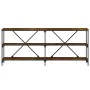 Console table iron wood engineered smoked oak 180x30x75cm by vidaXL, Side tables - Ref: Foro24-832855, Price: 80,86 €, Discou...