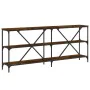 Console table iron wood engineered smoked oak 180x30x75cm by vidaXL, Side tables - Ref: Foro24-832855, Price: 80,86 €, Discou...