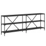 Console table iron and black engineered wood 200x30x75 cm by vidaXL, Side tables - Ref: Foro24-832858, Price: 97,49 €, Discou...