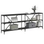 Console table iron and black engineered wood 200x30x75 cm by vidaXL, Side tables - Ref: Foro24-832858, Price: 97,49 €, Discou...
