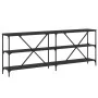 Console table iron and black engineered wood 200x30x75 cm by vidaXL, Side tables - Ref: Foro24-832858, Price: 97,49 €, Discou...