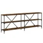 Console table iron wood engineered smoked oak 200x30x75cm by vidaXL, Side tables - Ref: Foro24-832860, Price: 87,52 €, Discou...
