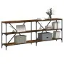 Console table iron wood engineered smoked oak 200x30x75cm by vidaXL, Side tables - Ref: Foro24-832860, Price: 87,52 €, Discou...