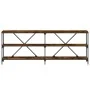 Console table iron wood engineered smoked oak 200x30x75cm by vidaXL, Side tables - Ref: Foro24-832860, Price: 87,52 €, Discou...