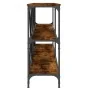 Console table iron wood engineered smoked oak 200x30x75cm by vidaXL, Side tables - Ref: Foro24-832860, Price: 87,52 €, Discou...
