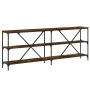 Console table iron wood engineered smoked oak 200x30x75cm by vidaXL, Side tables - Ref: Foro24-832860, Price: 87,52 €, Discou...