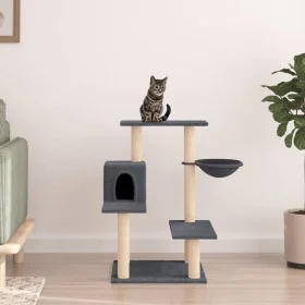 Rascador para gatos con postes de sisal gris oscuro 82,5 cm de vidaXL, Mobiliario para gatos - Ref: Foro24-172387, Precio: 52...