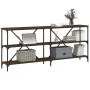 Console table iron wood engineered brown oak 180x30x75 cm by vidaXL, Side tables - Ref: Foro24-832857, Price: 78,14 €, Discou...