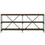 Console table iron wood engineered brown oak 180x30x75 cm by vidaXL, Side tables - Ref: Foro24-832857, Price: 78,14 €, Discou...