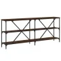 Console table iron wood engineered brown oak 180x30x75 cm by vidaXL, Side tables - Ref: Foro24-832857, Price: 78,14 €, Discou...