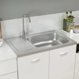Silver drainer sink 800x500x155 mm stainless steel by vidaXL, Sinks - Ref: Foro24-147232, Price: 107,92 €, Discount: %