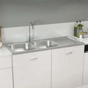 Doppelte Küchenspüle aus Edelstahl 1200x500x155 mm von vidaXL, Sinkt - Ref: Foro24-147238, Preis: 161,34 €, Rabatt: %