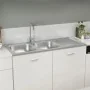 Doppelte Küchenspüle aus Edelstahl 1200x500x155 mm von vidaXL, Sinkt - Ref: Foro24-147238, Preis: 165,06 €, Rabatt: %