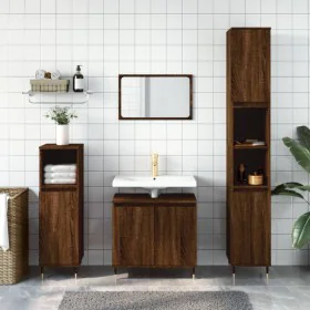 3-teiliges Badezimmermöbel-Set aus braunem Eichensperrholz von vidaXL, Badezimmermöbel - Ref: Foro24-3190274, Preis: 165,93 €...