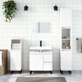 3-teiliges Badezimmermöbelset aus weißem Sperrholz von vidaXL, Badezimmermöbel - Ref: Foro24-3190229, Preis: 212,22 €, Rabatt: %