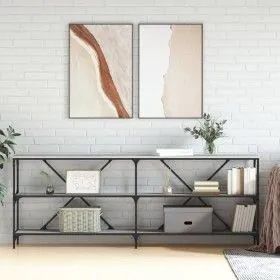 Sonoma gray engineered iron and wood console table 200x30x75cm by vidaXL, Side tables - Ref: Foro24-832861, Price: 87,93 €, D...