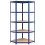 Corner shelf 5 levels plywood and blue steel by vidaXL, Industrial shelving - Ref: Foro24-152873, Price: 71,11 €, Discount: %