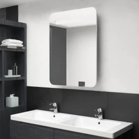 Armario de baño con espejo y LED blanco y roble 60x11x80 cm de vidaXL, Tocadores de baño - Ref: Foro24-326508, Precio: 124,45...