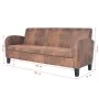 Three-seater brown faux suede sofa by vidaXL, Sofas - Ref: Foro24-245586, Price: 411,23 €, Discount: %