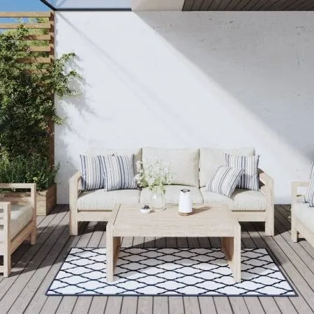 Wende-Außenteppich in Marineblau und Weiß, 80 x 150 cm von vidaXL, Outdoor-Protektoren - Ref: Foro24-364782, Preis: 25,10 €, ...