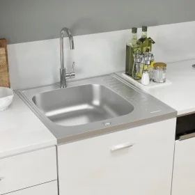 Küchenspüle mit Abtropffläche aus Edelstahl 600x600x155 mm von vidaXL, Sinkt - Ref: Foro24-147231, Preis: 86,94 €, Rabatt: %