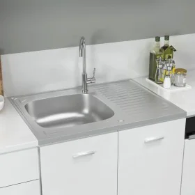 Küchenspüle mit Abtropffläche aus Edelstahl 800x600x155 mm von vidaXL, Sinkt - Ref: Foro24-147233, Preis: 100,38 €, Rabatt: %