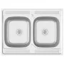 Fregadero de cocina doble seno acero inoxidable 800x600x155 mm de vidaXL, Fregaderos - Ref: Foro24-147235, Precio: 121,38 €, ...