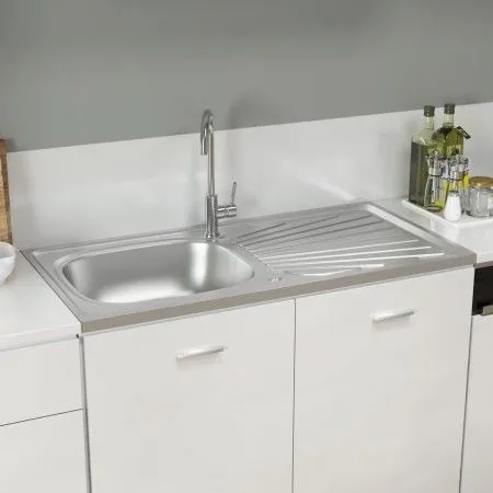 Küchenspüle mit Abtropffläche aus Edelstahl 1000x500x155 mm von vidaXL, Sinkt - Ref: Foro24-147236, Preis: 117,88 €, Rabatt: %