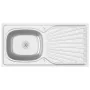 Fregadero de cocina con escurridor acero inox 1000x500x155 mm de vidaXL, Fregaderos - Ref: Foro24-147236, Precio: 122,71 €, D...