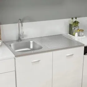 Fregadero de cocina con escurridor acero inox 1000x600x155 mm de vidaXL, Fregaderos - Ref: Foro24-147237, Precio: 172,68 €, D...