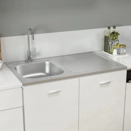 Küchenspüle mit Abtropffläche aus Edelstahl 1000x600x155 mm von vidaXL, Sinkt - Ref: Foro24-147237, Preis: 172,46 €, Rabatt: %