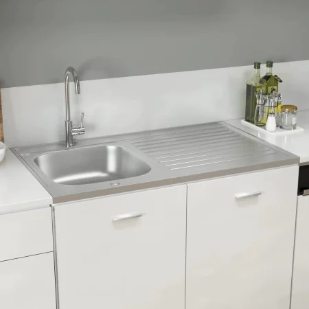 Kitchen sink with stainless steel drainer 1000x600x155 mm by vidaXL, Sinks - Ref: Foro24-147237, Price: 172,46 €, Discount: %