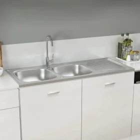 Doppelbecken-Küchenspüle aus Edelstahl, 1200 x 600 x 155 mm von vidaXL, Sinkt - Ref: Foro24-147239, Preis: 157,78 €, Rabatt: %