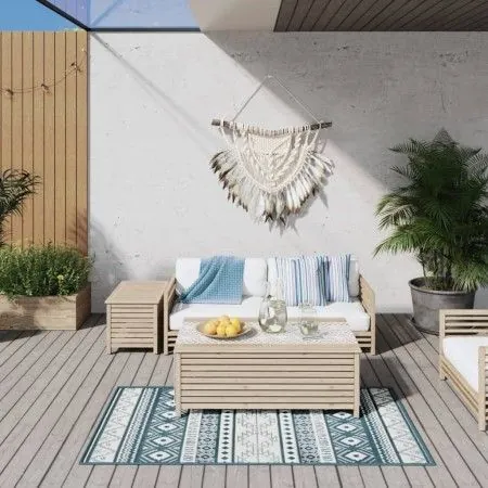Reversible graue und wassergrüne Außenteppich 80x150 cm von vidaXL, Outdoor-Protektoren - Ref: Foro24-364791, Preis: 30,58 €,...