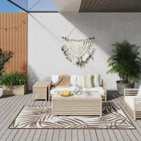 Wendbarer braun-weißer Outdoor-Teppich, 100 x 200 cm von vidaXL, Outdoor-Protektoren - Ref: Foro24-364790, Preis: 37,51 €, Ra...