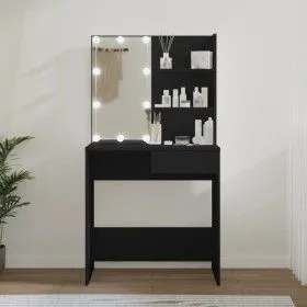 Dressing table with LED black 74.5x40x141 cm by vidaXL, Bedroom Dressers - Ref: Foro24-808802, Price: 87,30 €, Discount: %