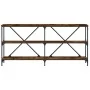 Console table made of smoked oak wood and iron engineering, measuring 160x30x75cm. by vidaXL, Side tables - Ref: Foro24-83285...