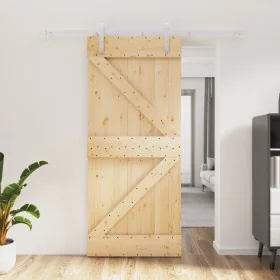 Puerta corredera con herrajes madera maciza de pino 90x210 cm by vidaXL, Doors - Ref: Foro24-3203024, Price: 196,49 €, Discou...