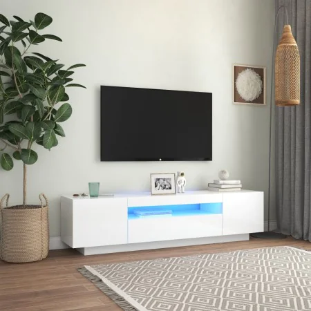 TV-Möbel mit LED-Leuchten in glänzendem Weiß 160x35x40 cm von vidaXL, TV-Möbel - Ref: Foro24-804433, Preis: 150,49 €, Rabatt: %