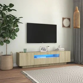 Mueble de TV con luces LED roble Sonoma 160x35x40 cm de vidaXL, Muebles TV - Ref: Foro24-804430, Precio: 108,09 €, Descuento: %