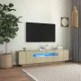 Mueble de TV con luces LED roble Sonoma 160x35x40 cm de vidaXL, Muebles TV - Ref: Foro24-804430, Precio: 108,09 €, Descuento: %