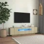 TV cabinet with LED lights Sonoma oak 160x35x40 cm by vidaXL, TV Furniture - Ref: Foro24-804430, Price: 108,09 €, Discount: %