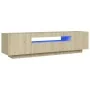 TV cabinet with LED lights Sonoma oak 160x35x40 cm by vidaXL, TV Furniture - Ref: Foro24-804430, Price: 108,09 €, Discount: %