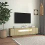 Mueble de TV con luces LED roble Sonoma 160x35x40 cm de vidaXL, Muebles TV - Ref: Foro24-804430, Precio: 108,09 €, Descuento: %